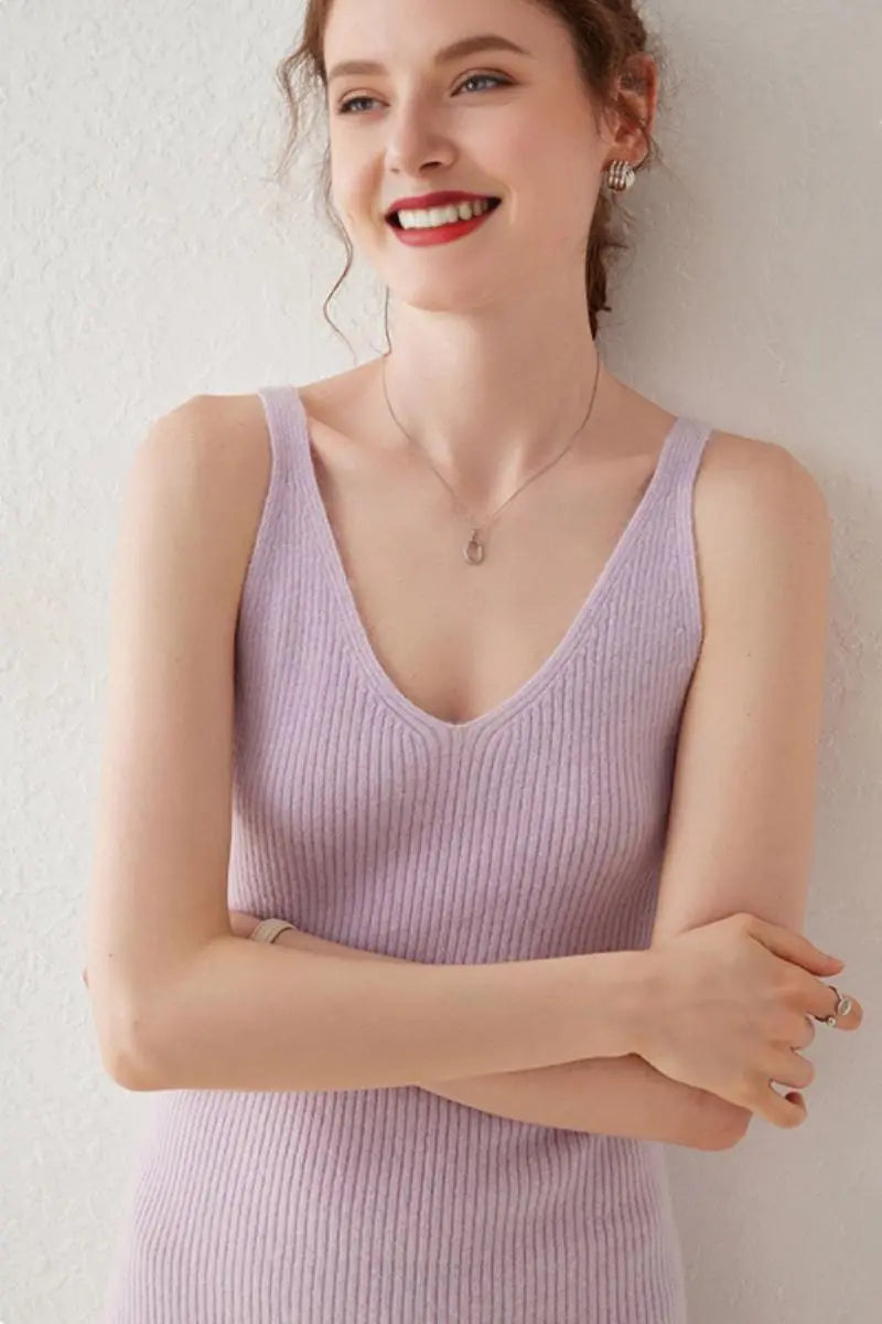 100 Cashmere Sleeveless Rib-Knit Midi Sweater Dress
