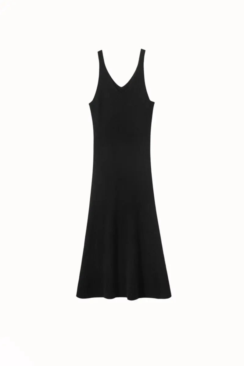 100 Cashmere Sleeveless Rib-Knit Midi Sweater Dress