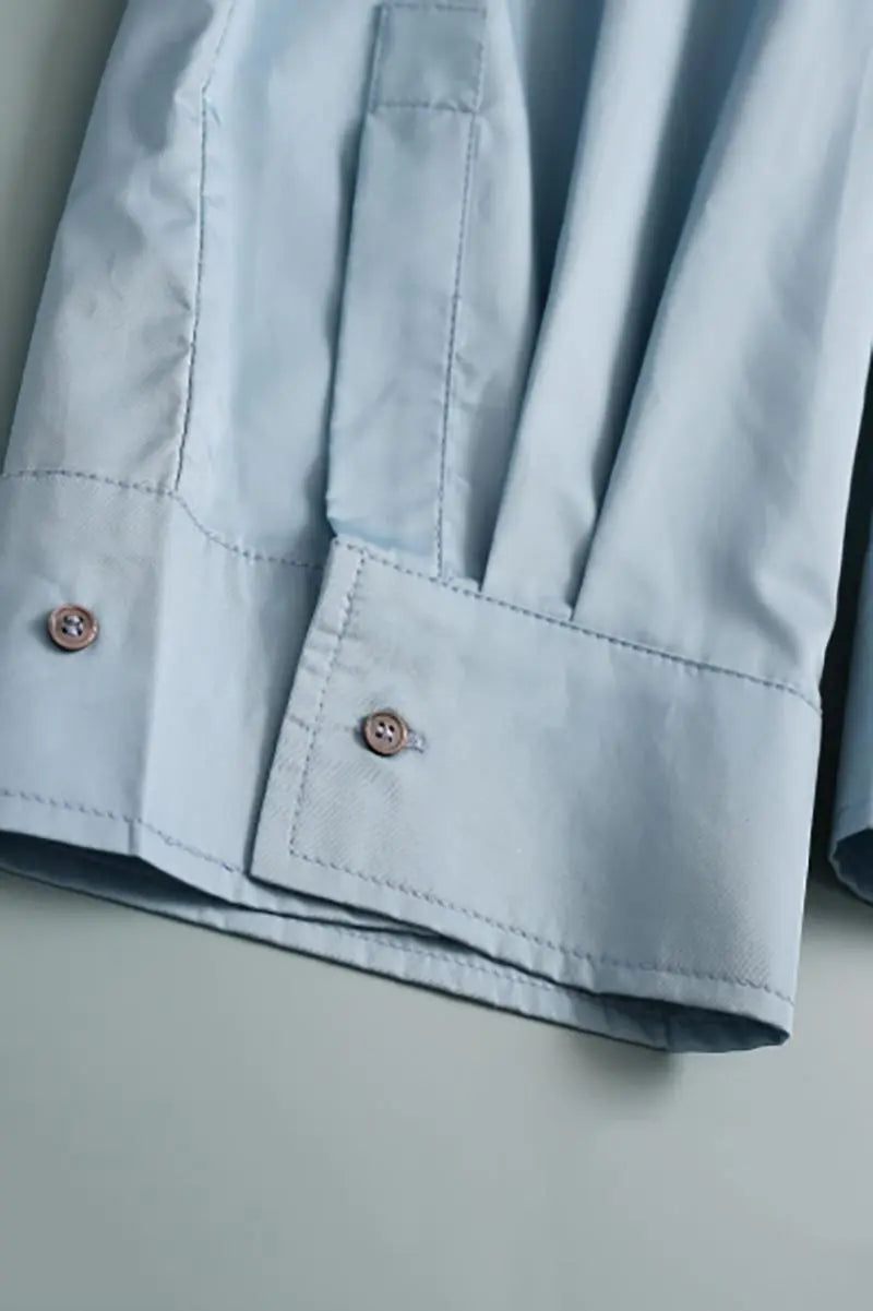 100 Cotton Oversized Button Down Drop Shoulder Shirt with Curved Hemline