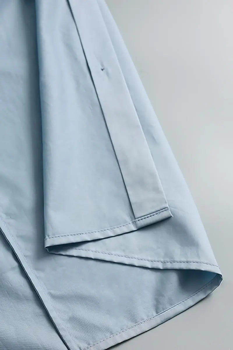 100 Cotton Oversized Button Down Drop Shoulder Shirt with Curved Hemline