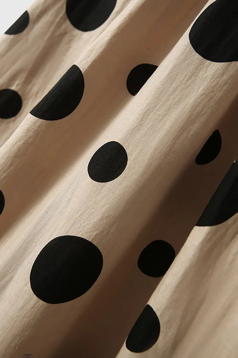 100 Linen Polka Dot A-Line Midi Skirt