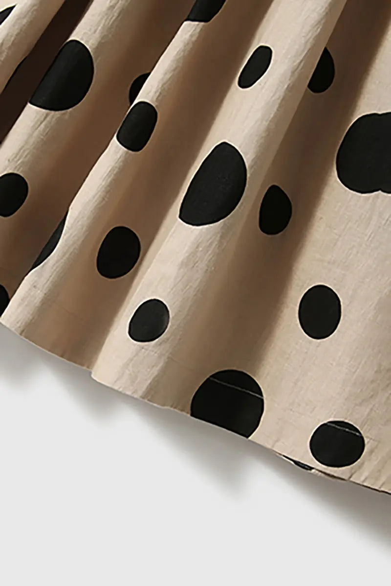 100 Linen Polka Dot A-Line Midi Skirt