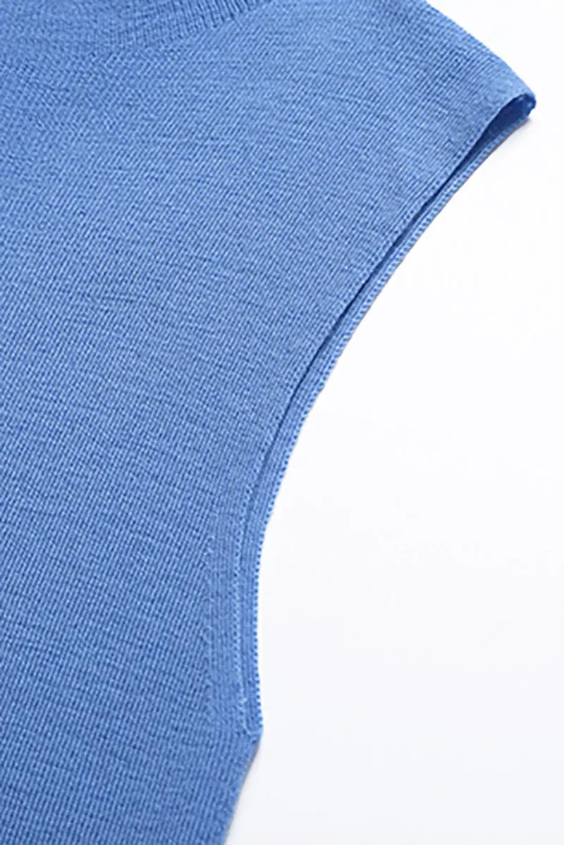 100 Merino Wool Seamless Knit Mock-Neck Tank