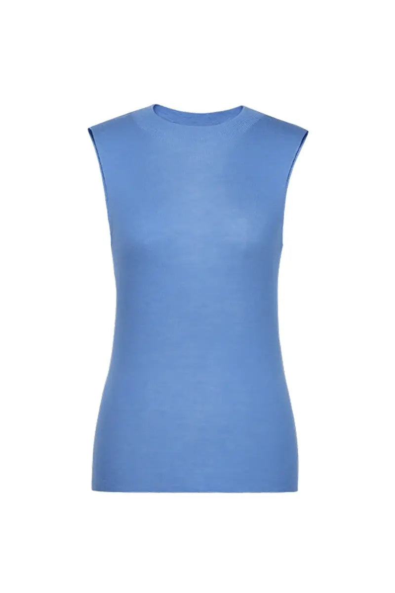 100 Merino Wool Seamless Knit Mock-Neck Tank