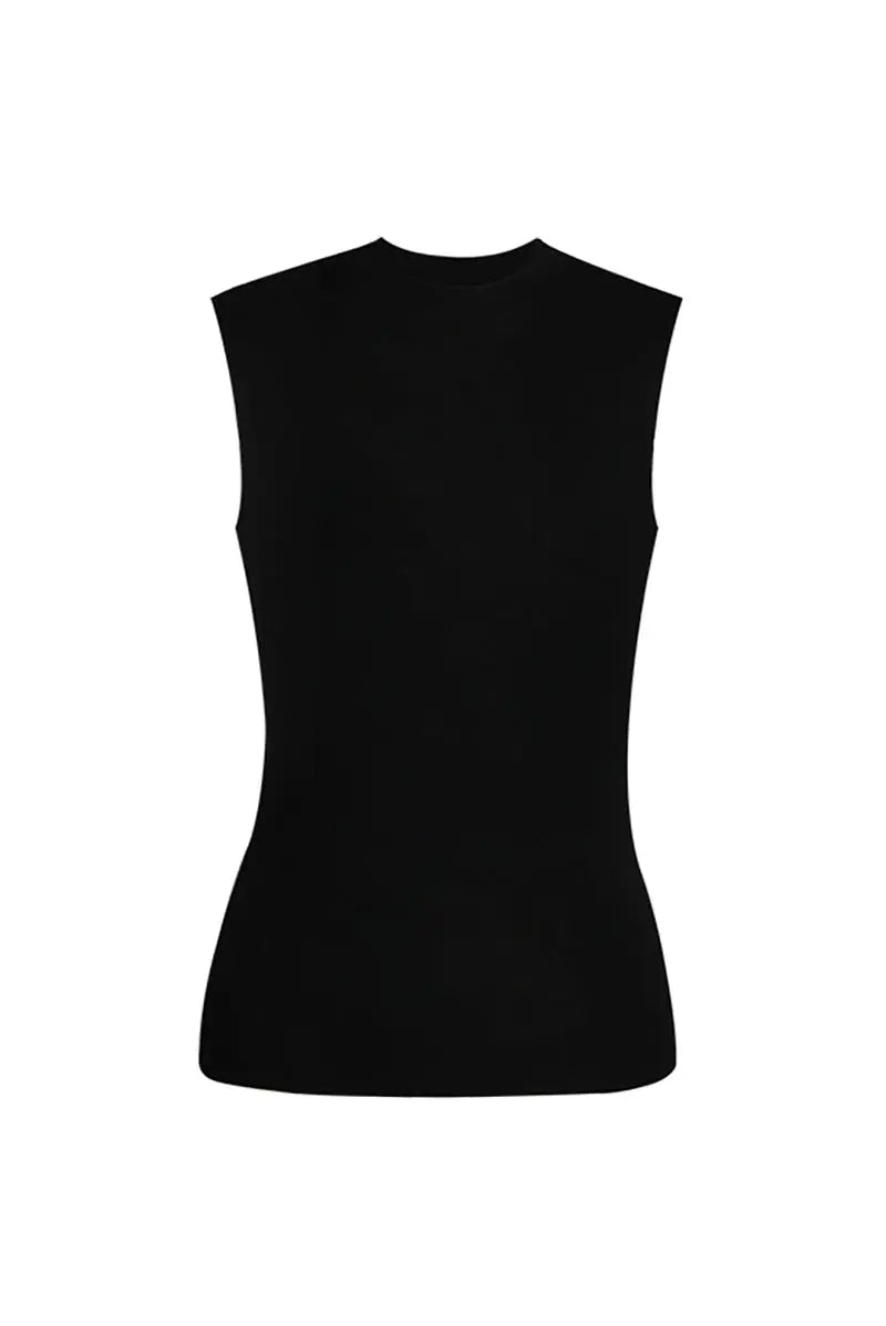 100 Merino Wool Seamless Knit Mock-Neck Tank