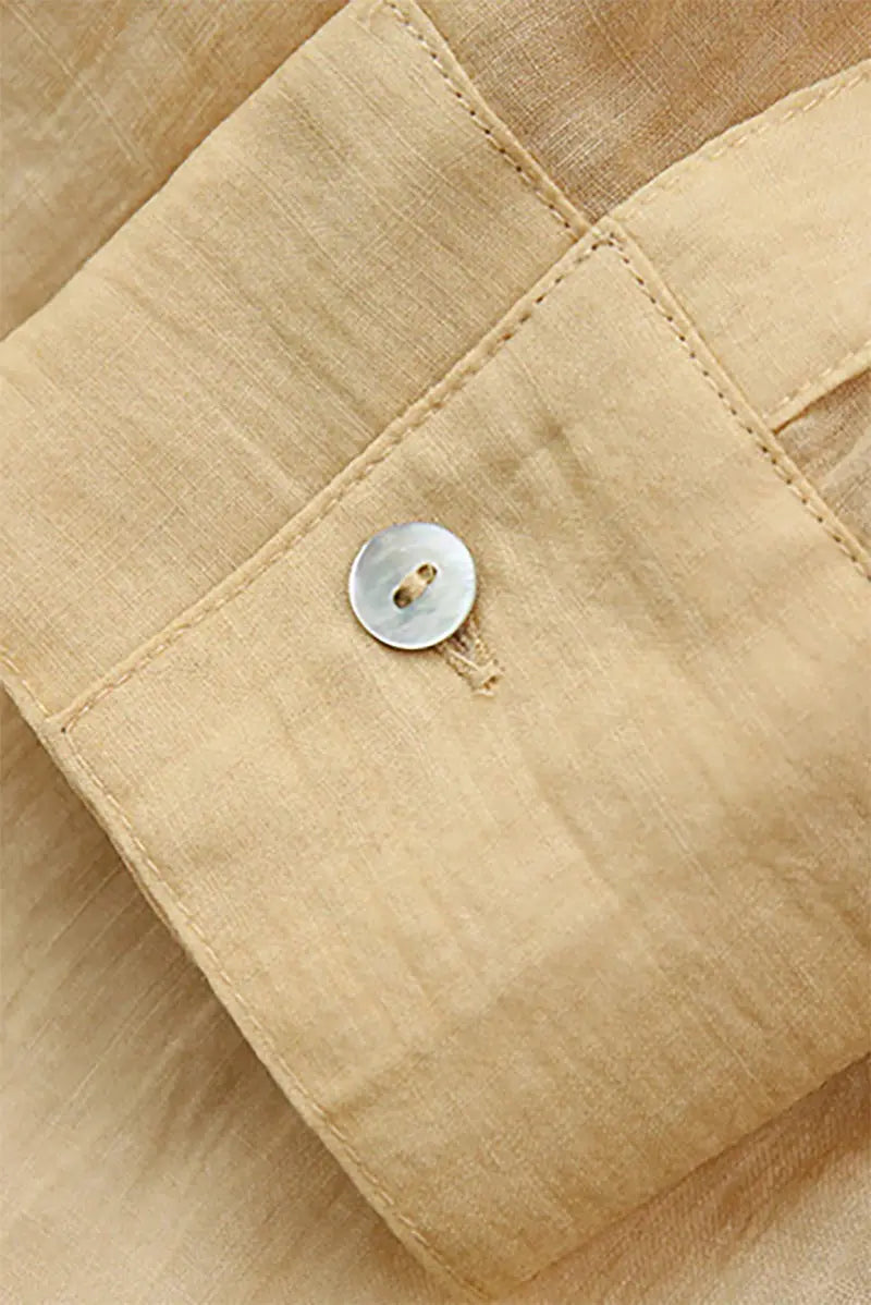 100 Ramie Asymmetrical Twist-Front Beach Shirt