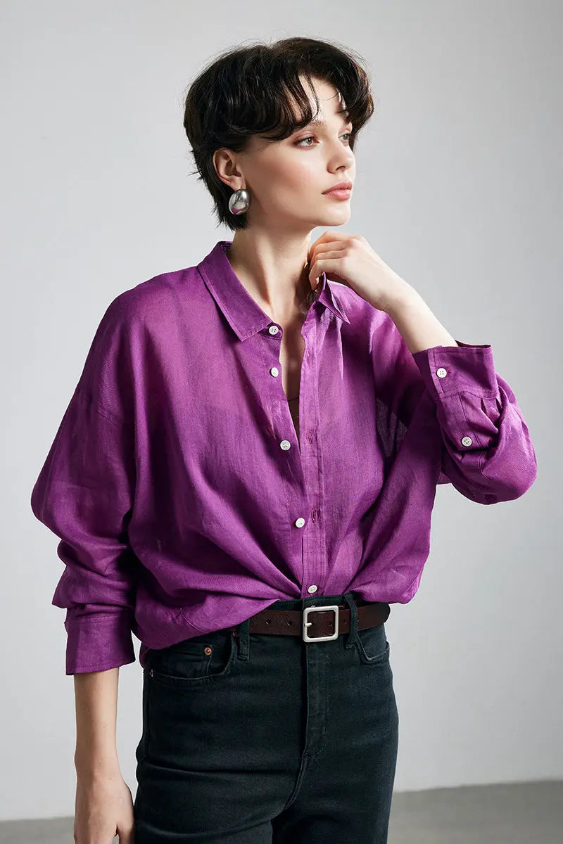 100 Ramie Oversized Sheer Lightweight Beach Shirt
