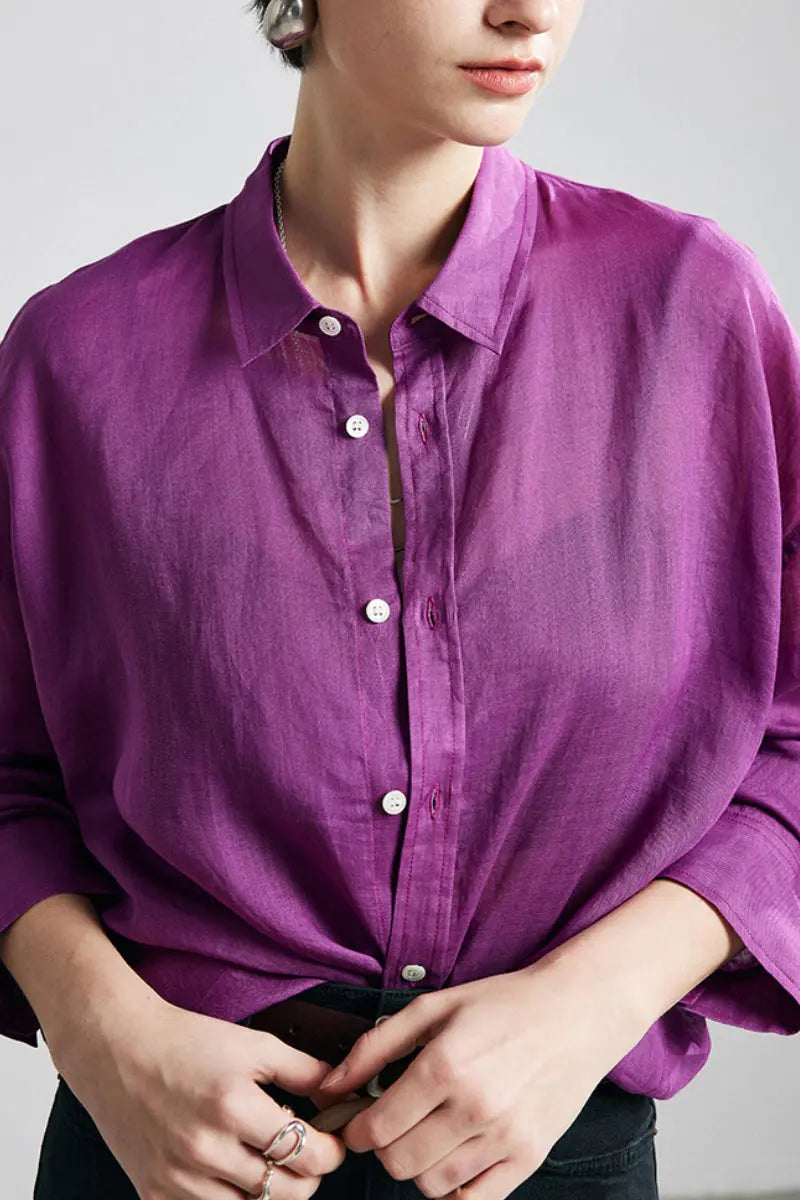 100 Ramie Oversized Sheer Lightweight Beach Shirt