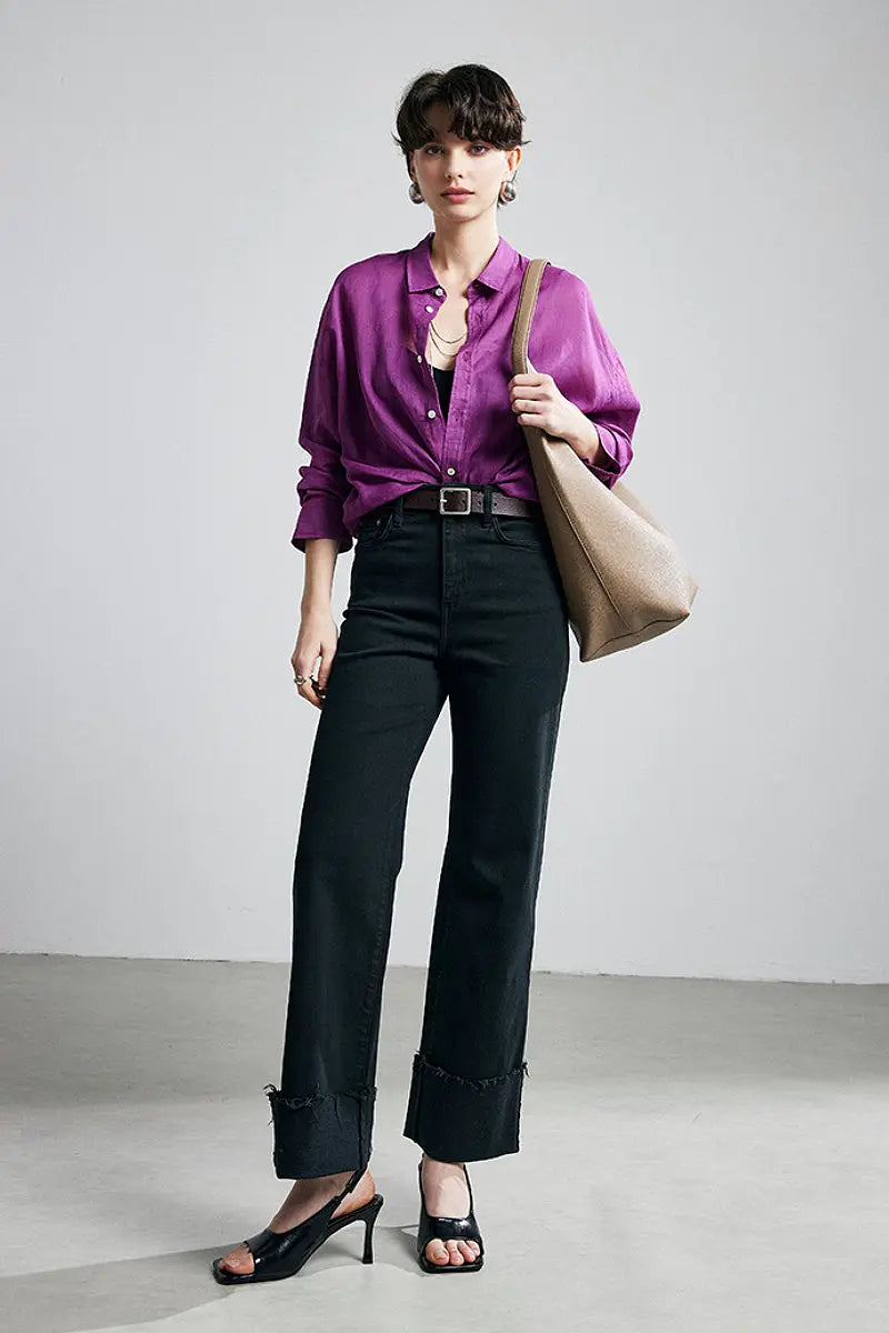 100 Ramie Oversized Sheer Lightweight Beach Shirt