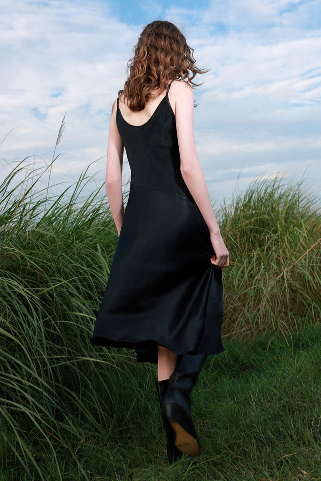 100% Acetate V-Neck Midi Slip Dress