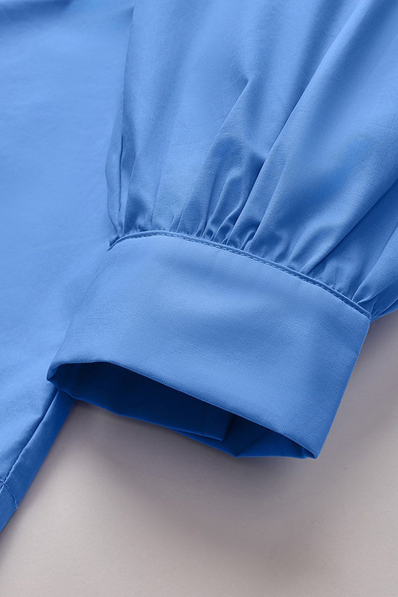 100% Cotton Cropped Button-Up Shirt with Drawstring Hem