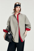 100% Cotton Red Trim Oversized Shirt
