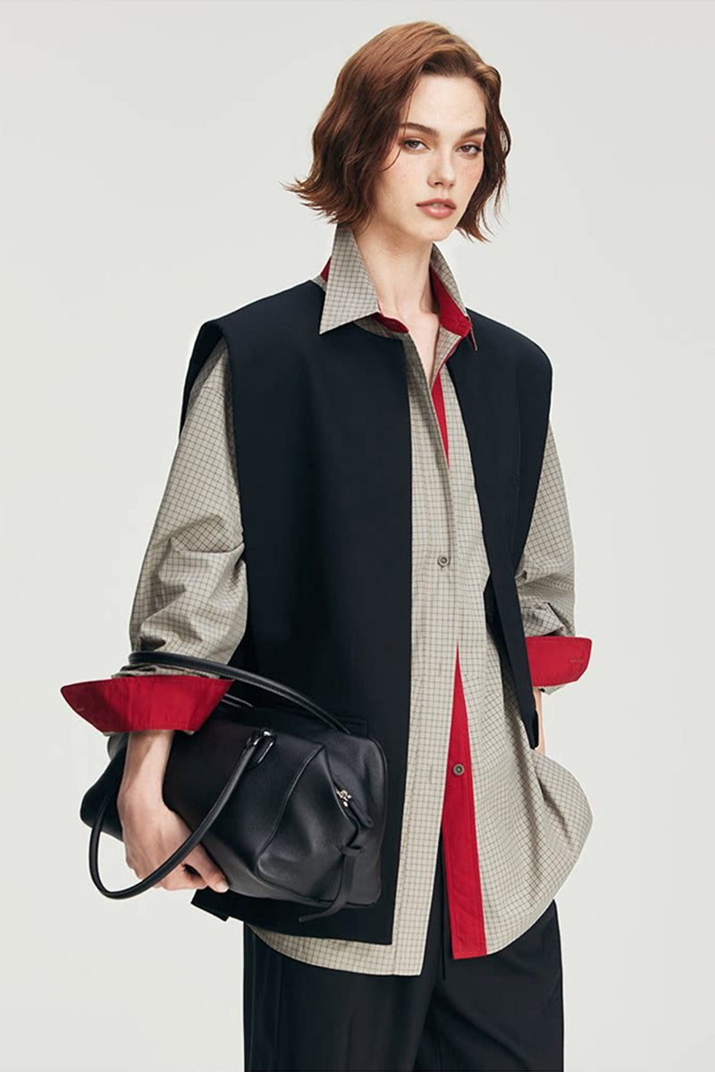 100% Cotton Red Trim Oversized Shirt