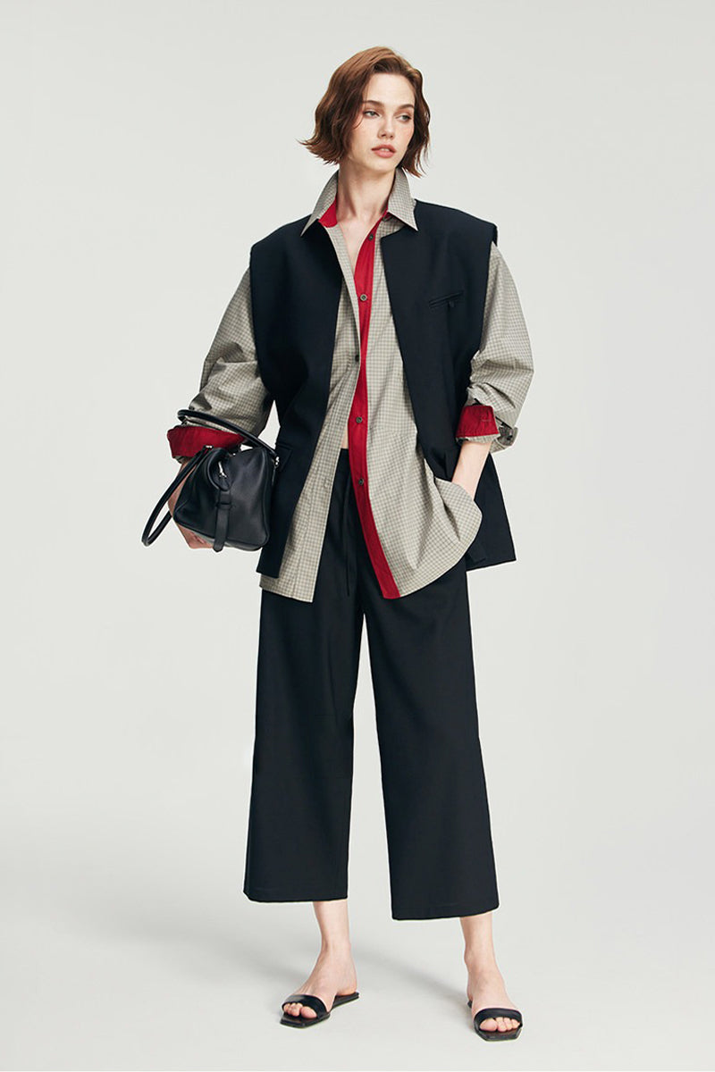100% Cotton Red Trim Oversized Shirt