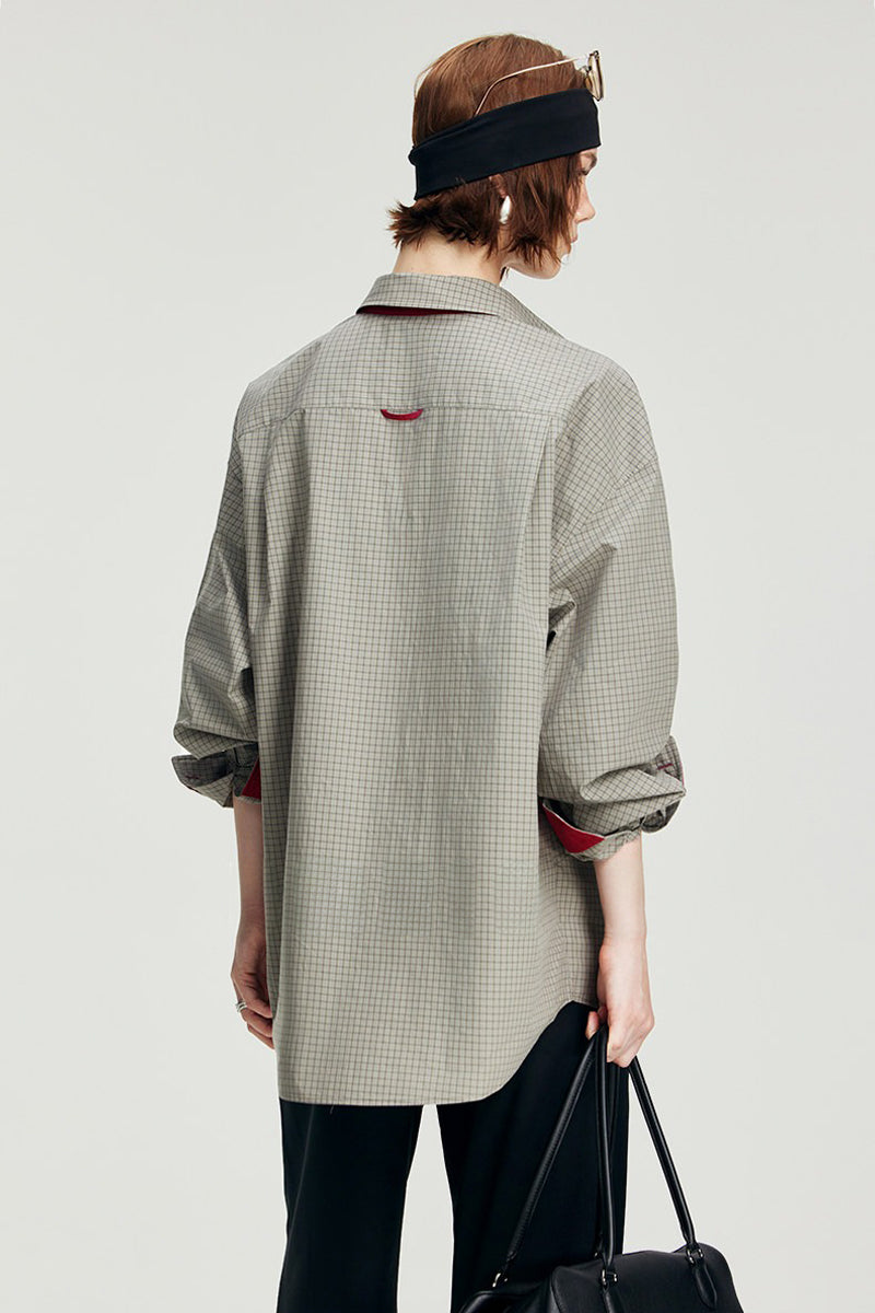 100% Cotton Red Trim Oversized Shirt