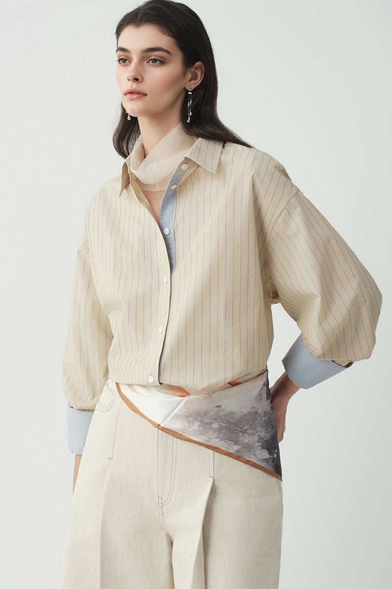 100% Cotton Striped Long Sleeve Shirt