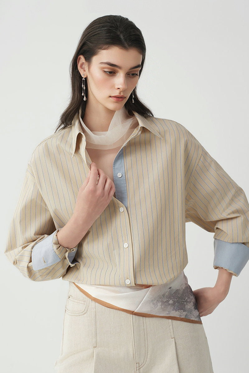 100% Cotton Striped Long Sleeve Shirt