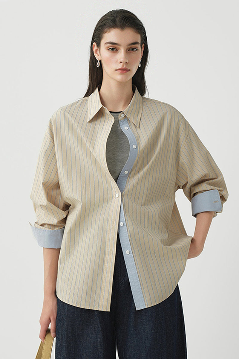 100% Cotton Striped Long Sleeve Shirt