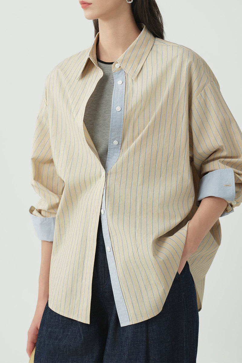 100% Cotton Striped Long Sleeve Shirt