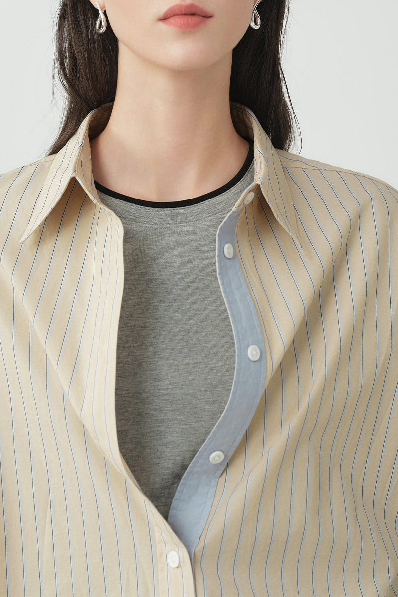 100% Cotton Striped Long Sleeve Shirt
