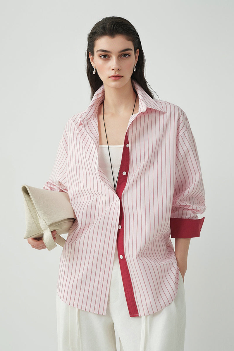 100% Cotton Striped Long Sleeve Shirt