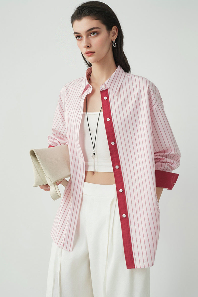 100% Cotton Striped Long Sleeve Shirt