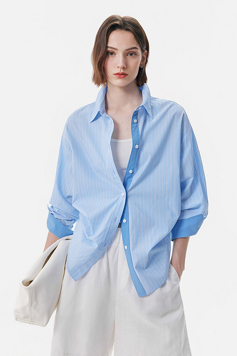 100% Cotton Striped Long Sleeve Shirt