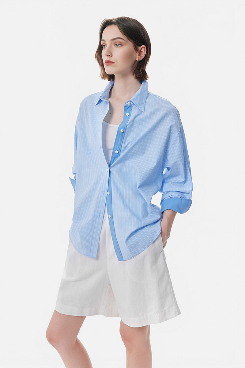 100% Cotton Striped Long Sleeve Shirt