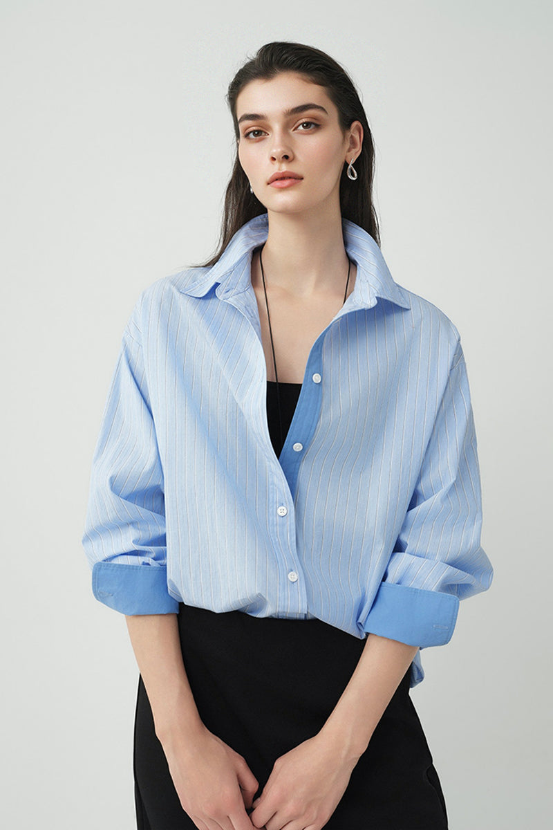 100% Cotton Striped Long Sleeve Shirt