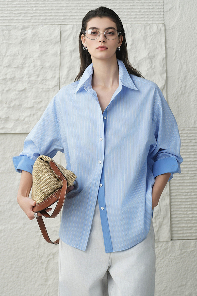 100% Cotton Striped Long Sleeve Shirt