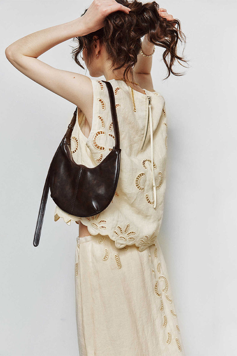 100% Linen Boho Eyelet Sleeveless Tank Top