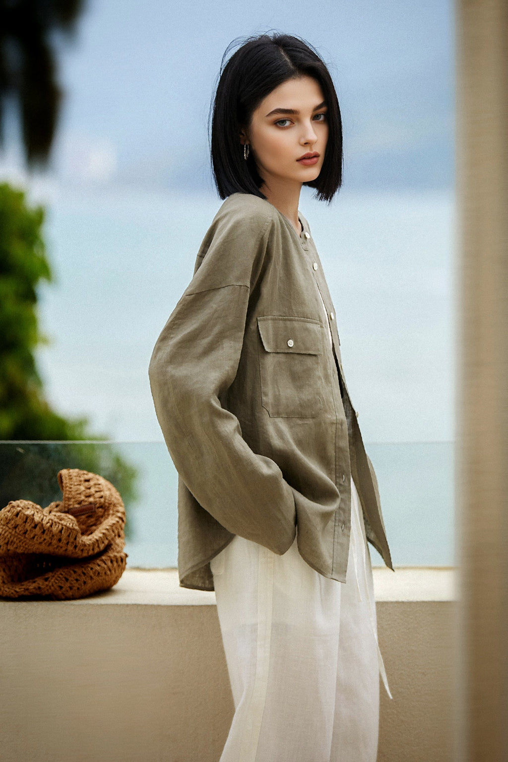 100% Linen Button Down Long Sleeve Shirt