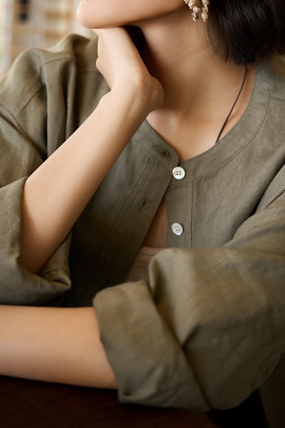 100% Linen Button Down Long Sleeve Shirt