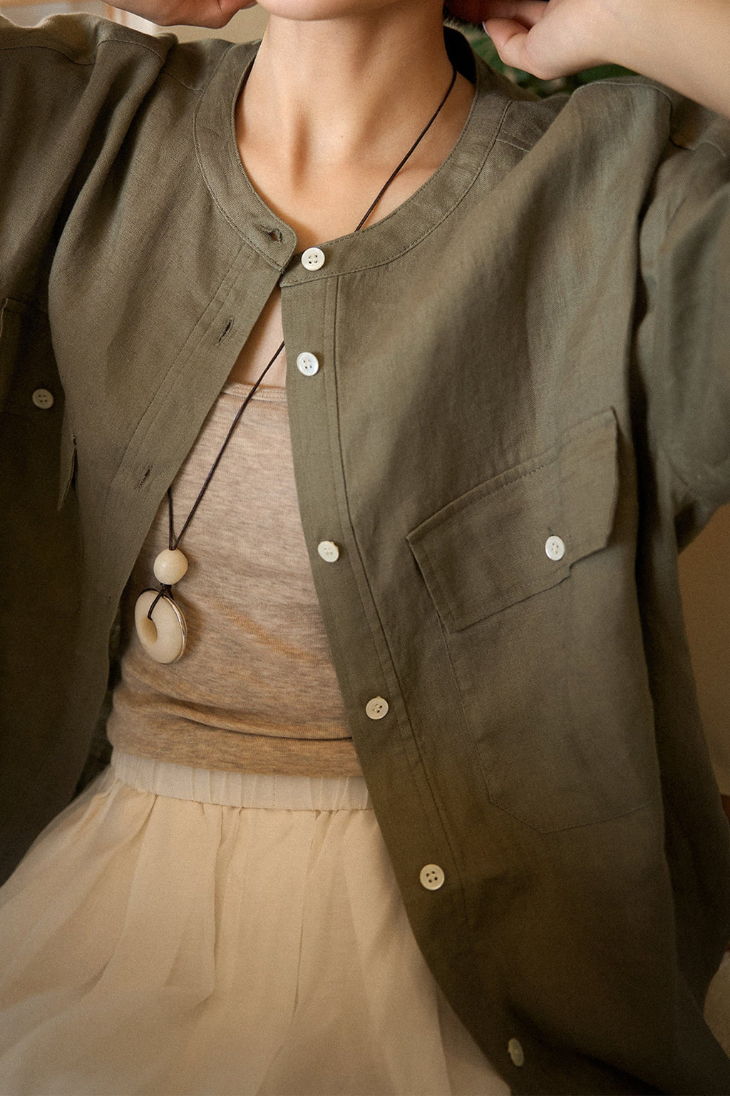 100% Linen Button Down Long Sleeve Shirt