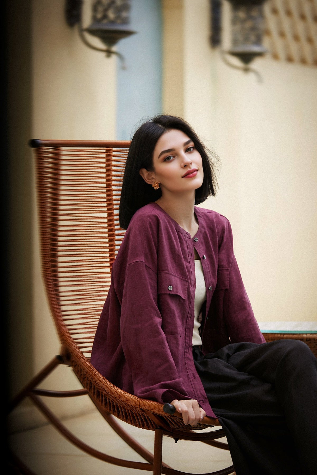 100% Linen Button Down Long Sleeve Shirt