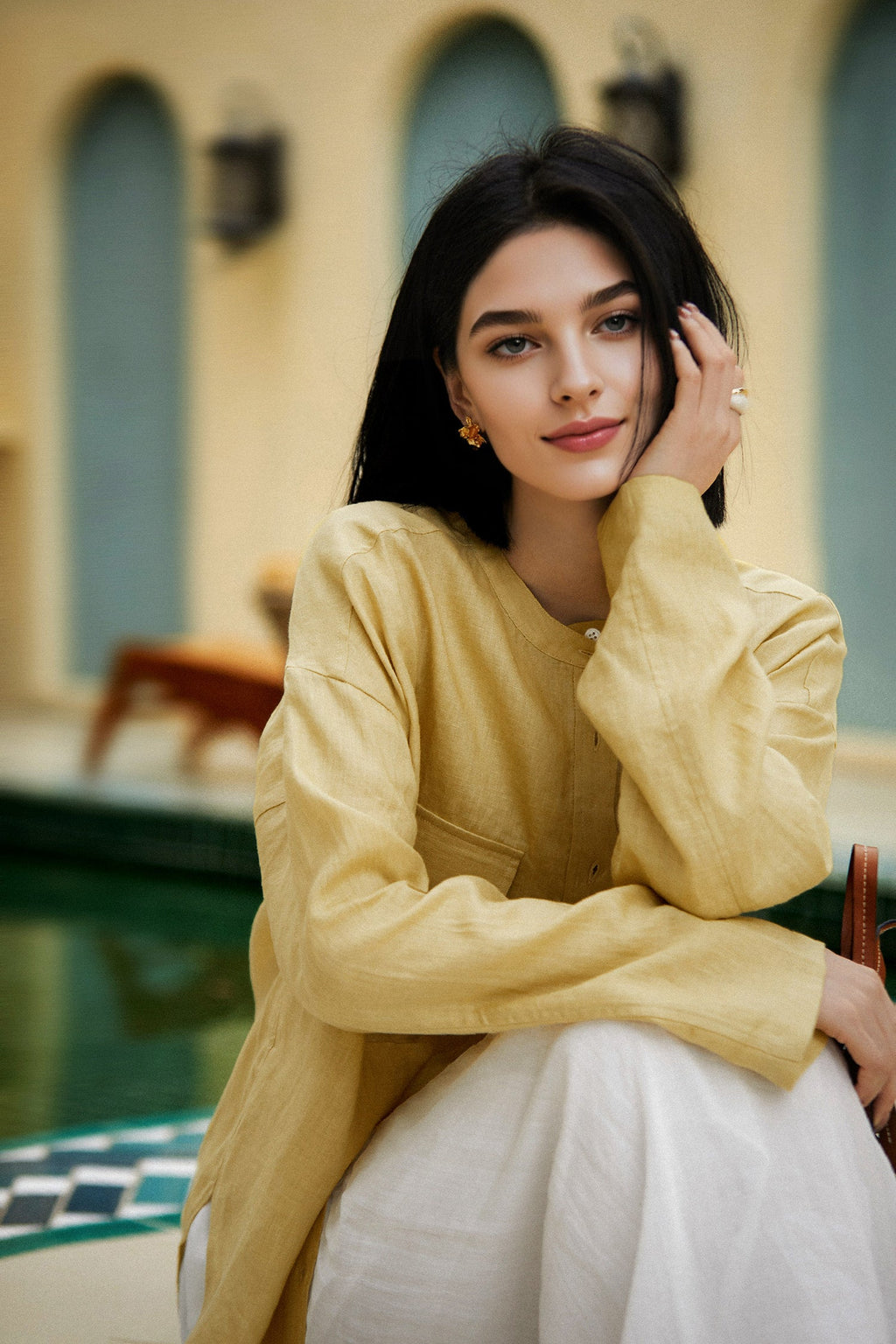 100% Linen Button Down Long Sleeve Shirt
