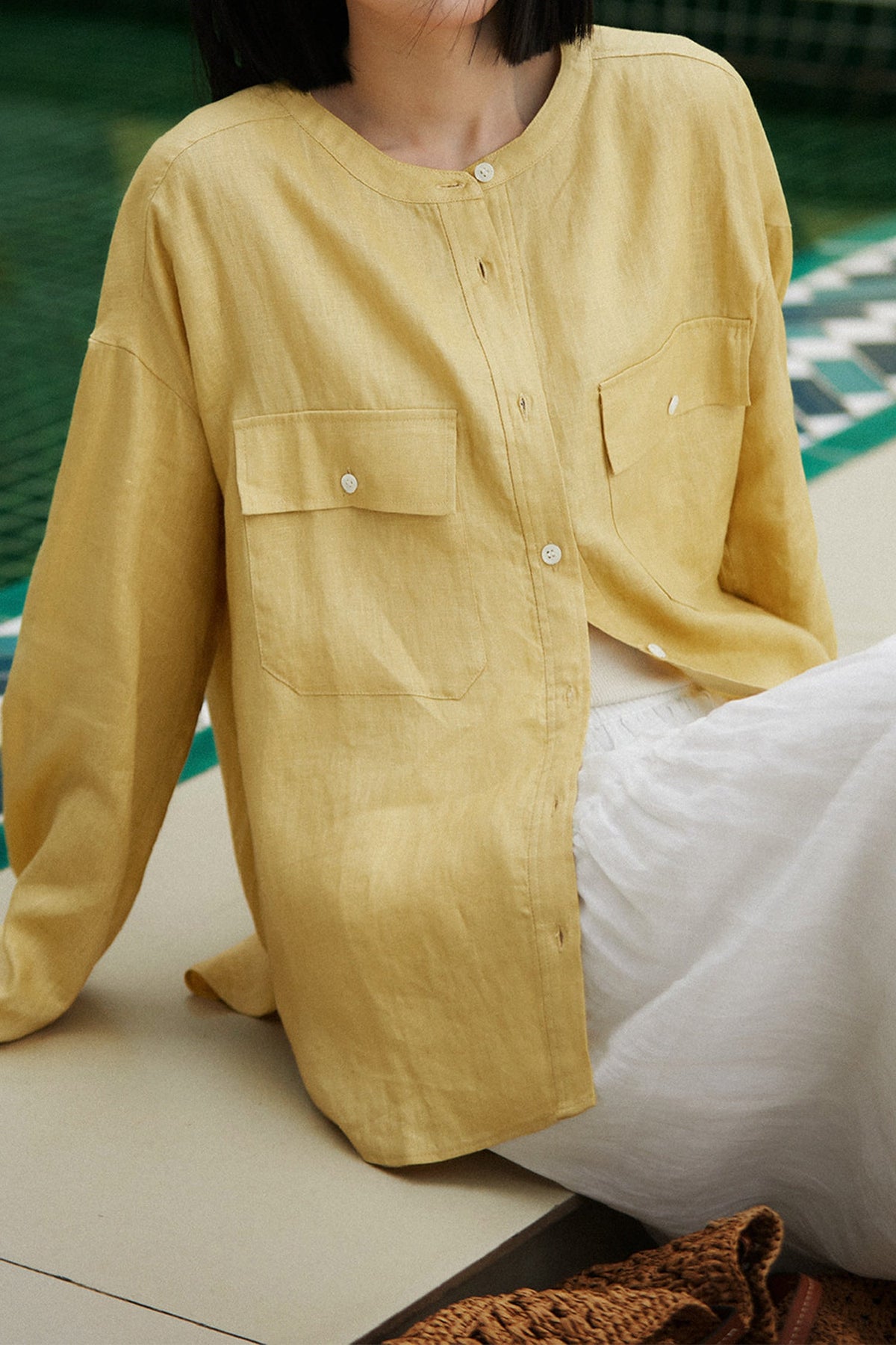 100% Linen Button Down Long Sleeve Shirt