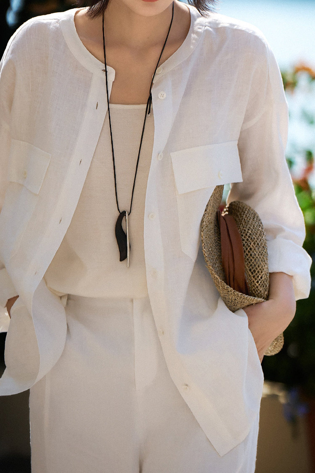 100% Linen Button Down Long Sleeve Shirt