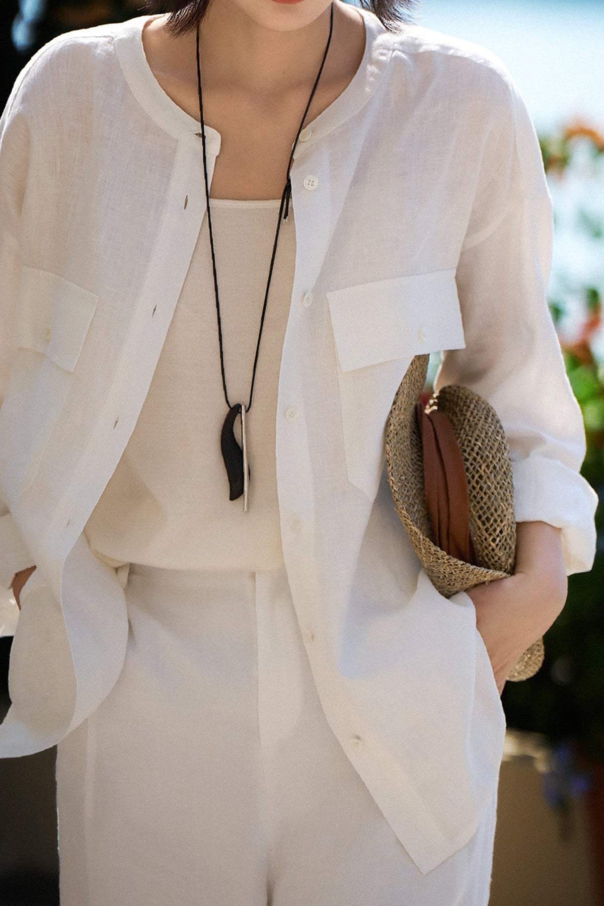100% Linen Button Down Long Sleeve Shirt
