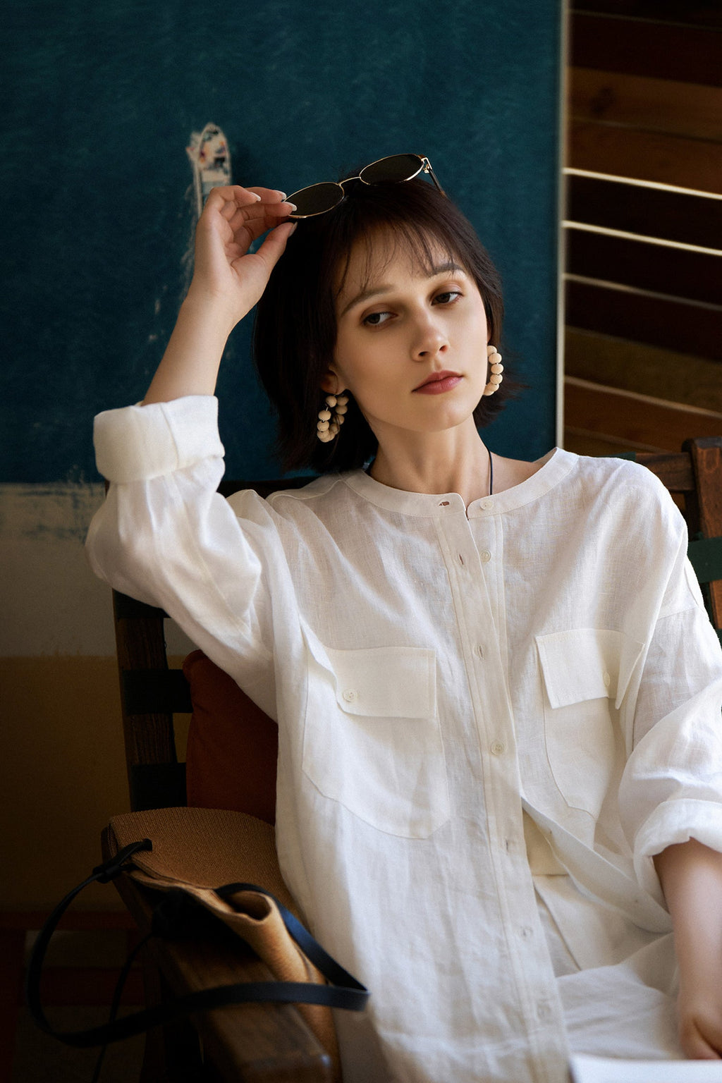 100% Linen Button Down Long Sleeve Shirt