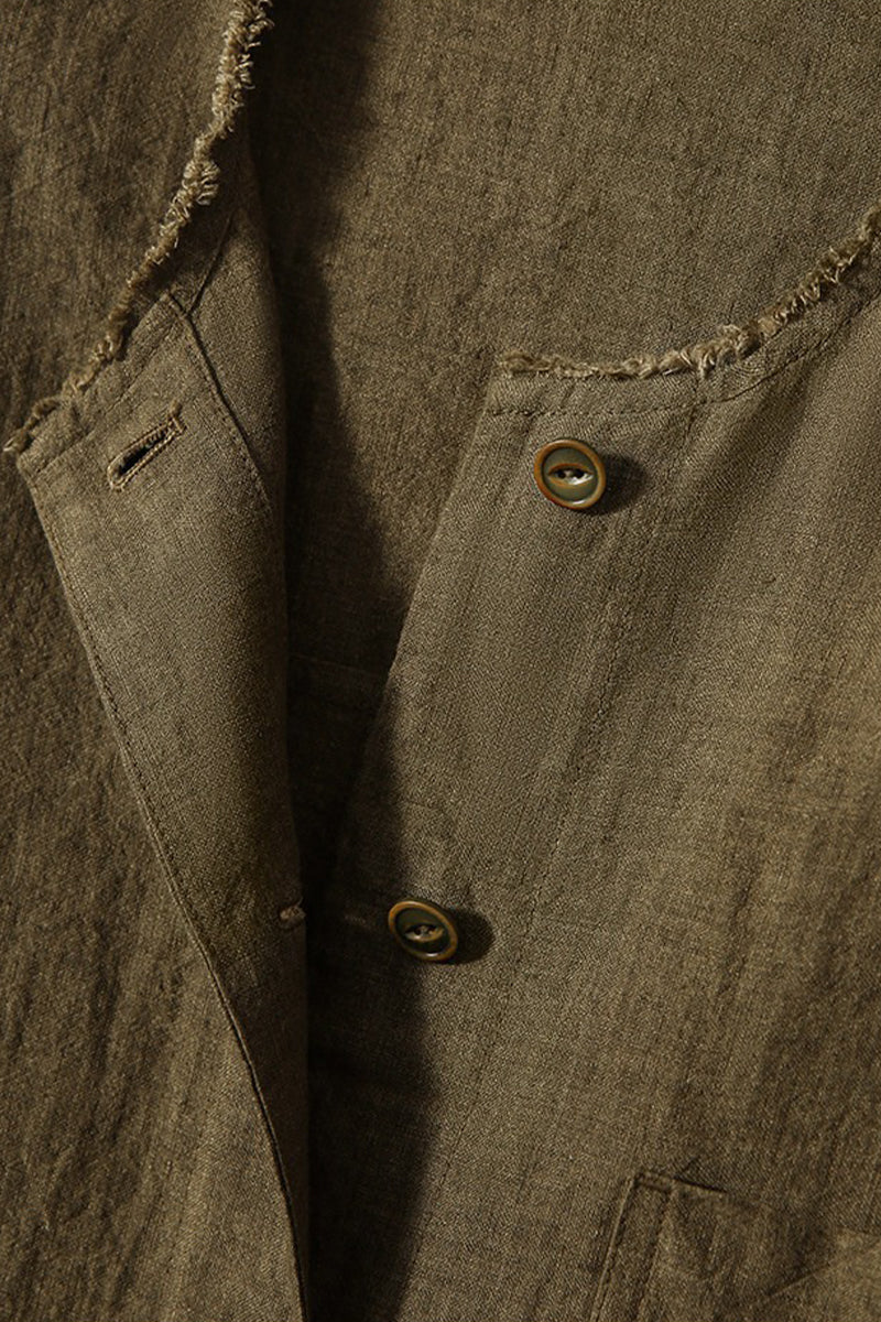 100% Linen Button Up Long Sleeve Shirt Jacket
