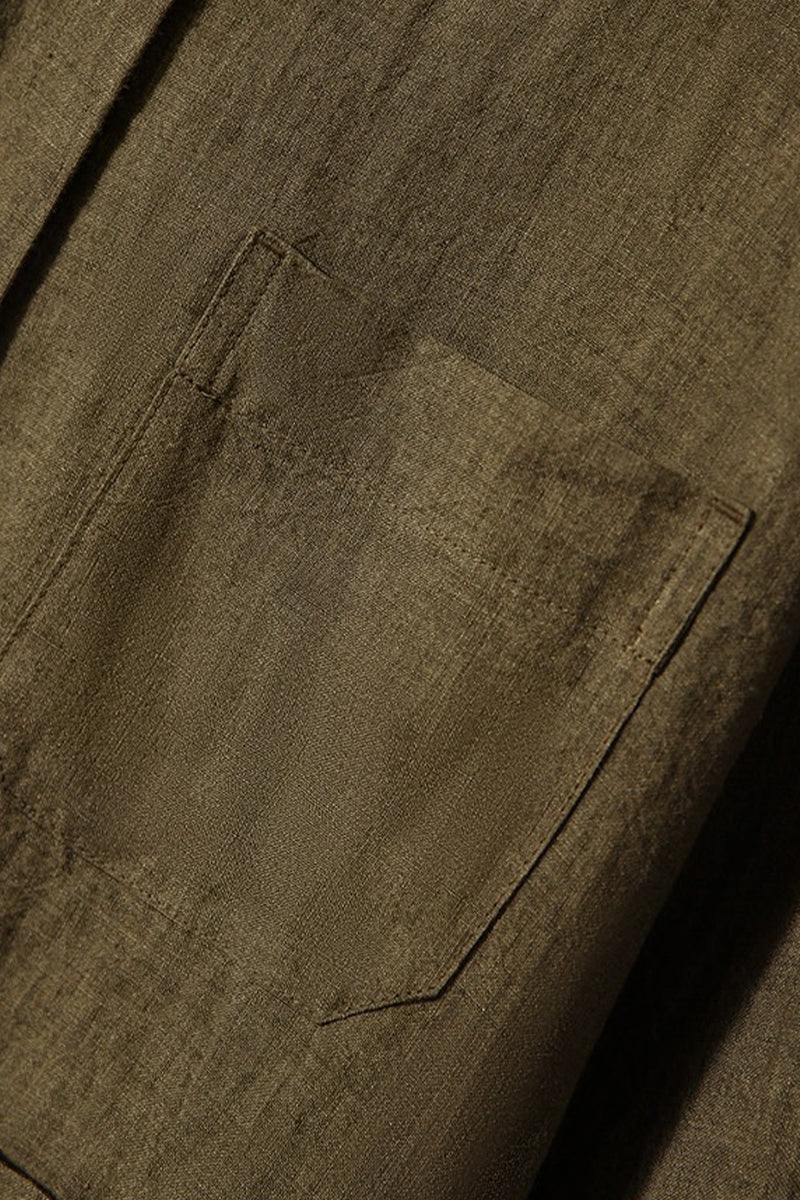 100% Linen Button Up Long Sleeve Shirt Jacket