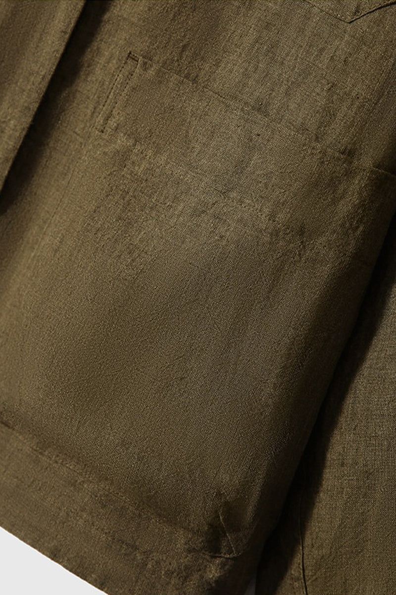 100% Linen Button Up Long Sleeve Shirt Jacket