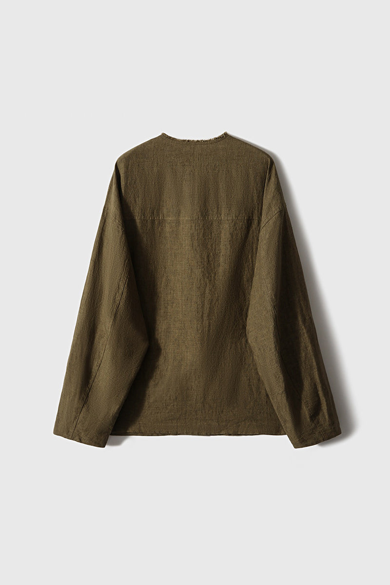 100% Linen Button Up Long Sleeve Shirt Jacket