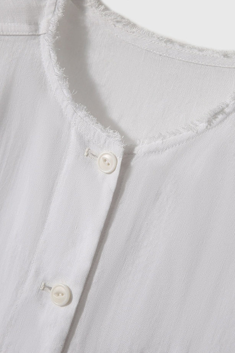 100% Linen Button Up Long Sleeve Shirt Jacket