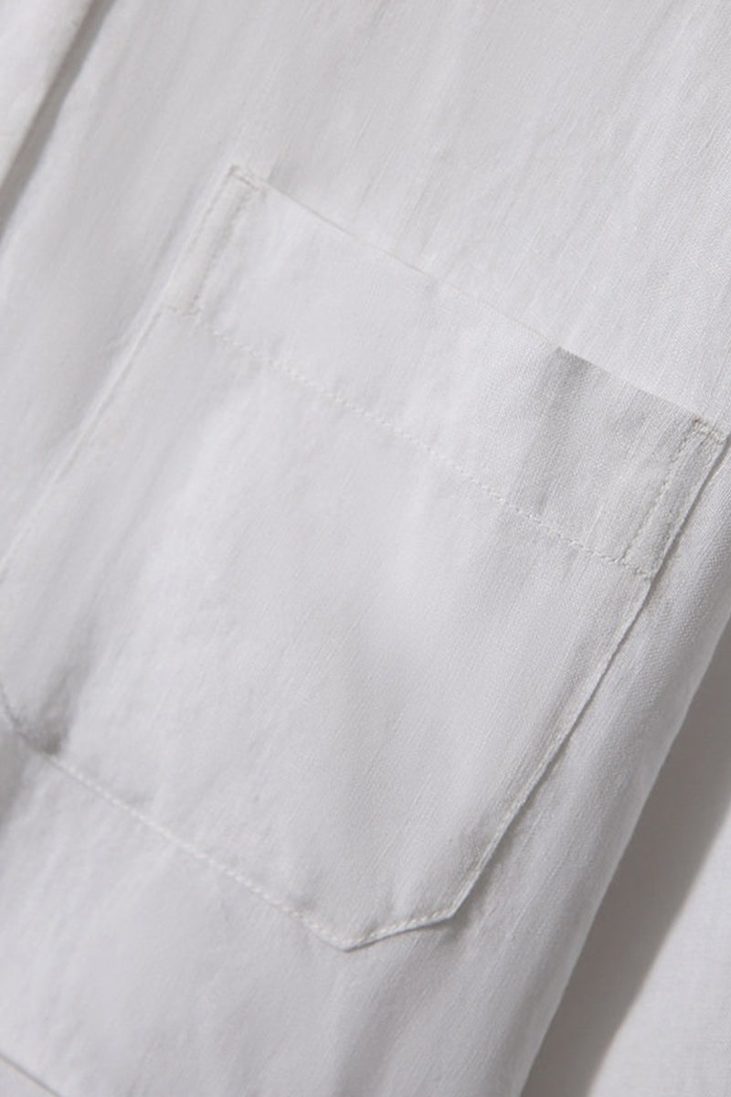 100% Linen Button Up Long Sleeve Shirt Jacket