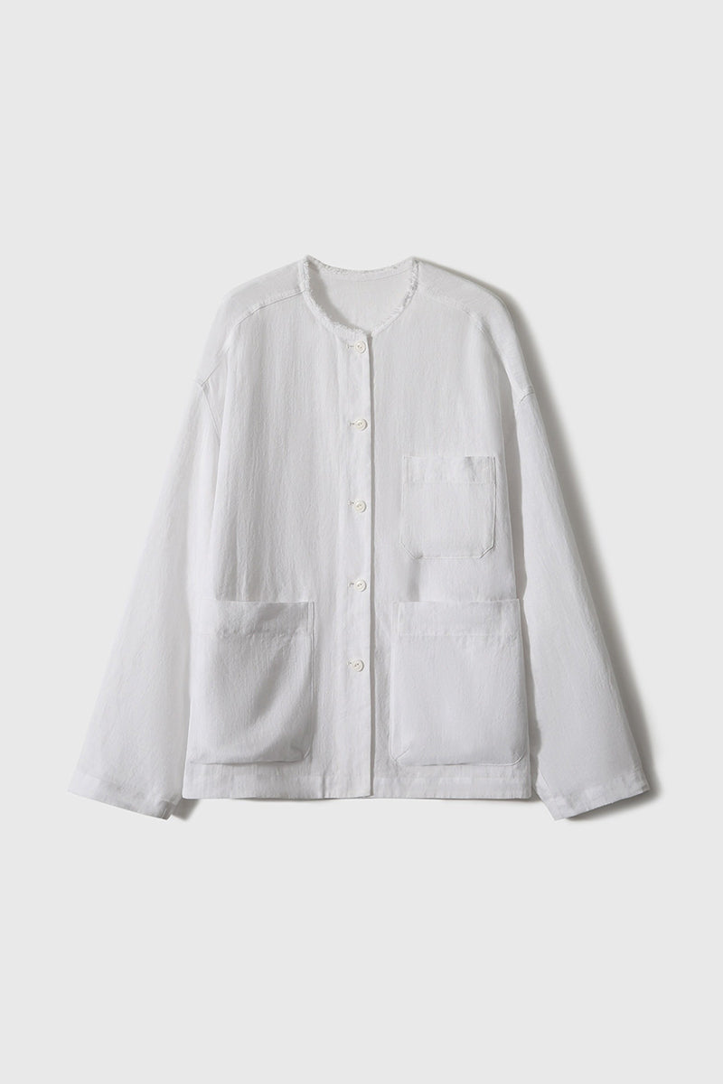 100% Linen Button Up Long Sleeve Shirt Jacket