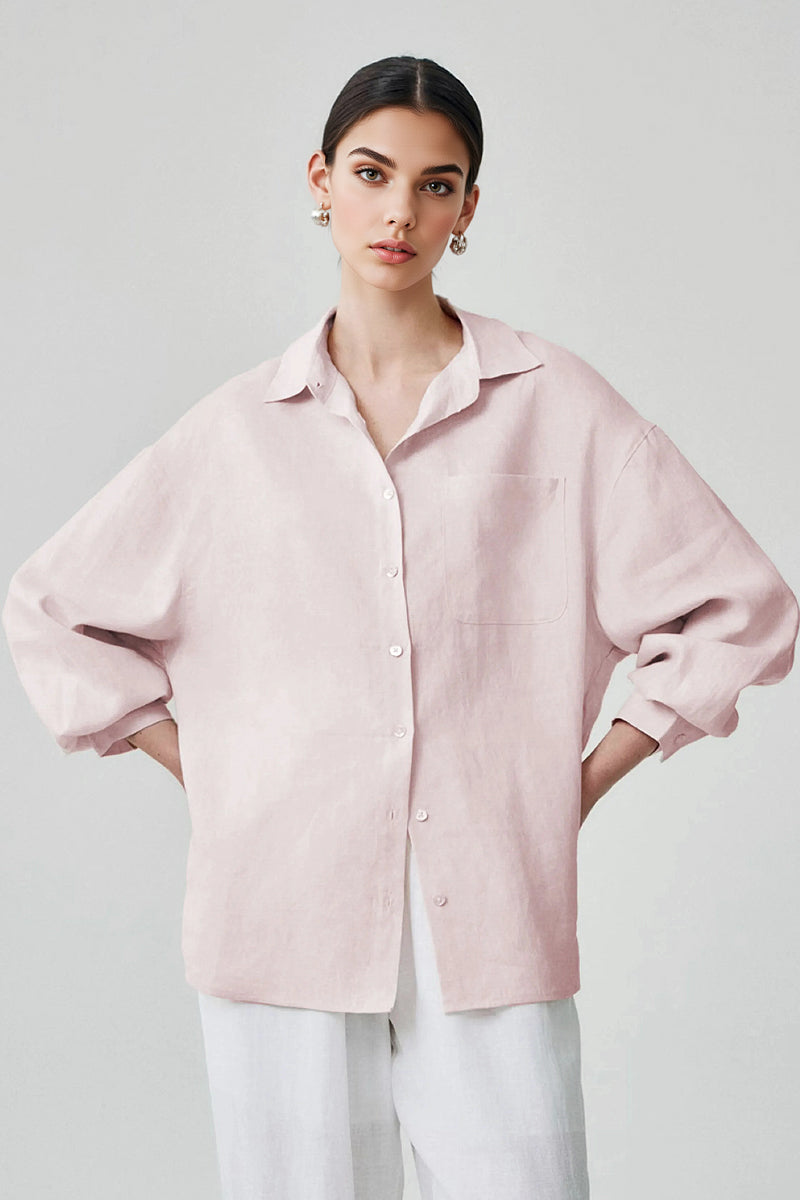 100 Linen Casual Loose Drop-Shoulder Shirt