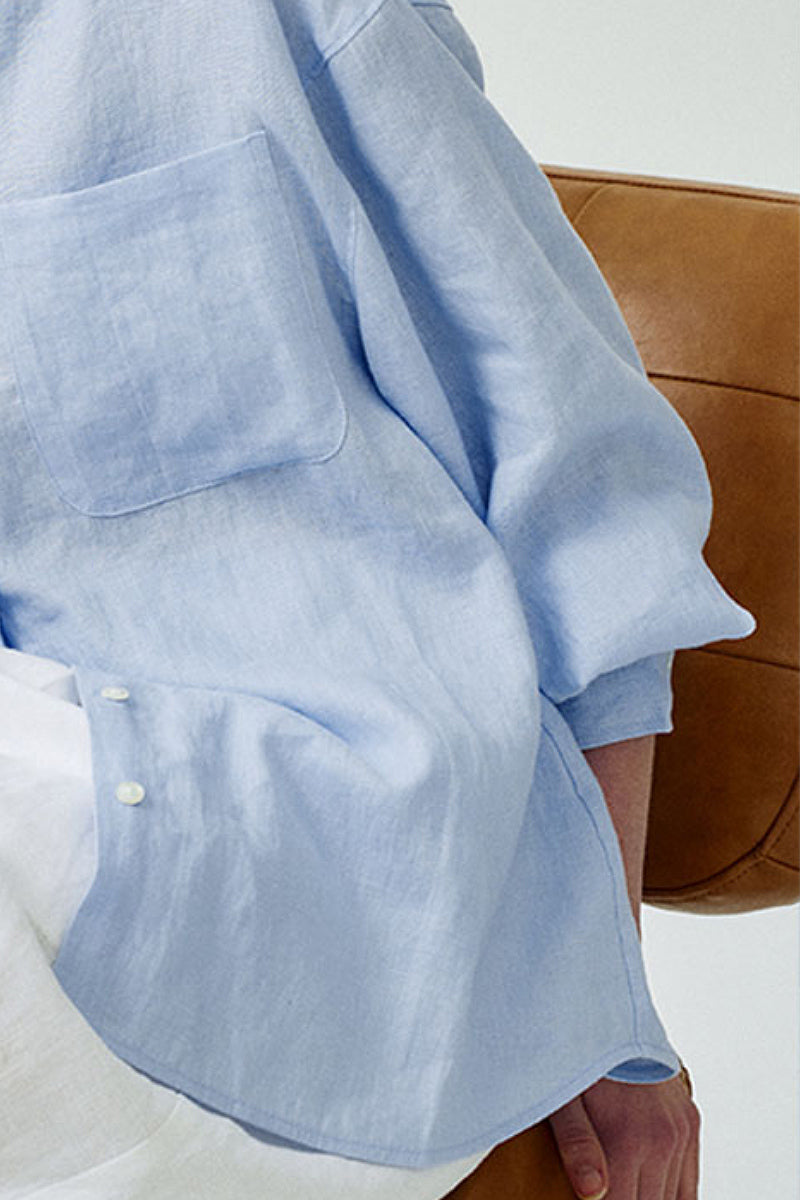 100 Linen Casual Loose Drop-Shoulder Shirt