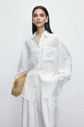 100 Linen Casual Loose Drop-Shoulder Shirt